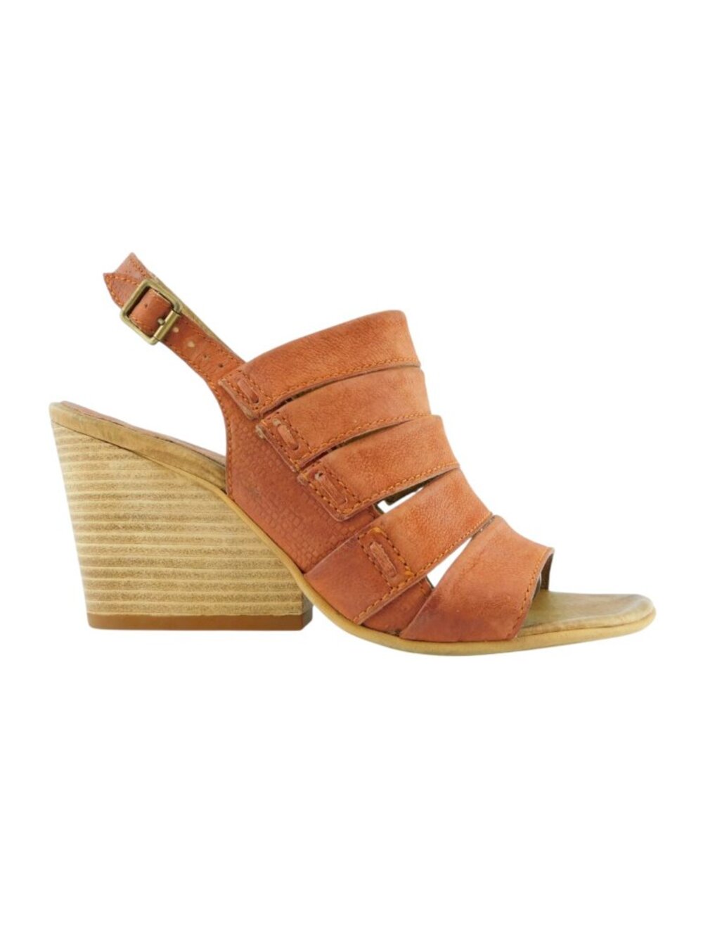 Miz MOOZ Rust Colored Leather Wedge Heel Sling Sandals 40